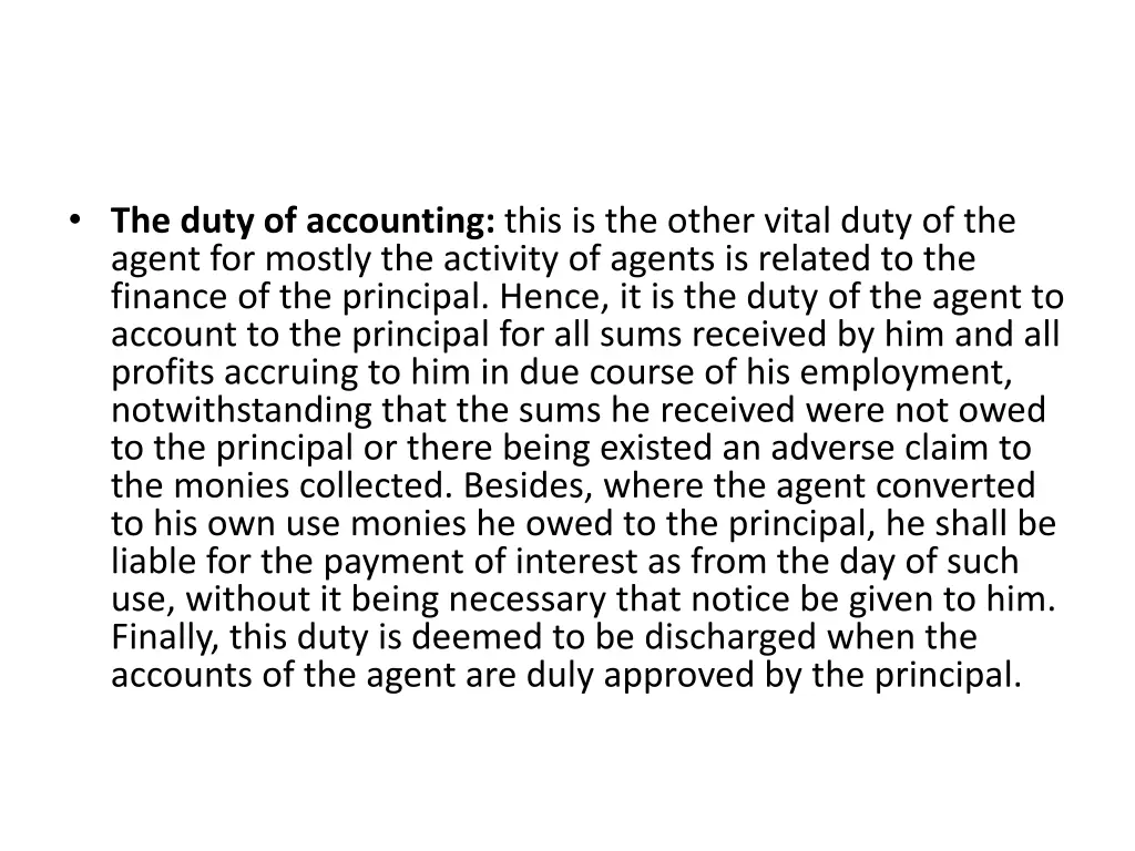 the duty of accounting this is the other vital