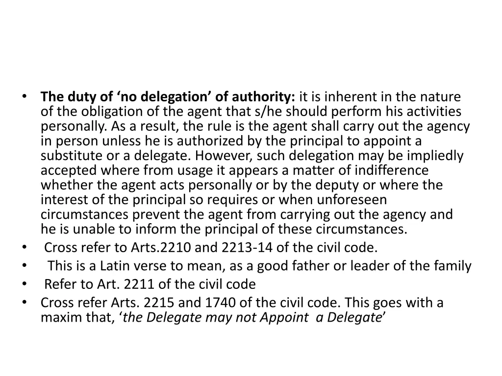 the duty of no delegation of authority