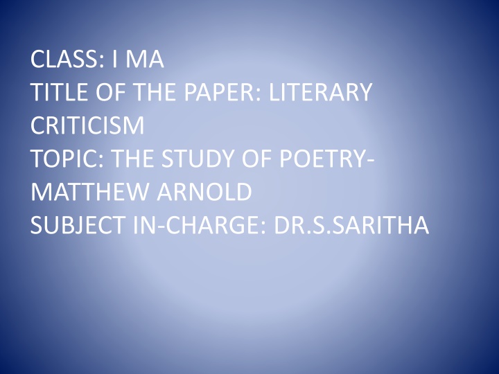 class i ma title of the paper literary criticism