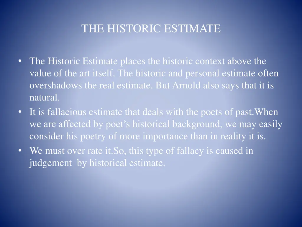 the historic estimate