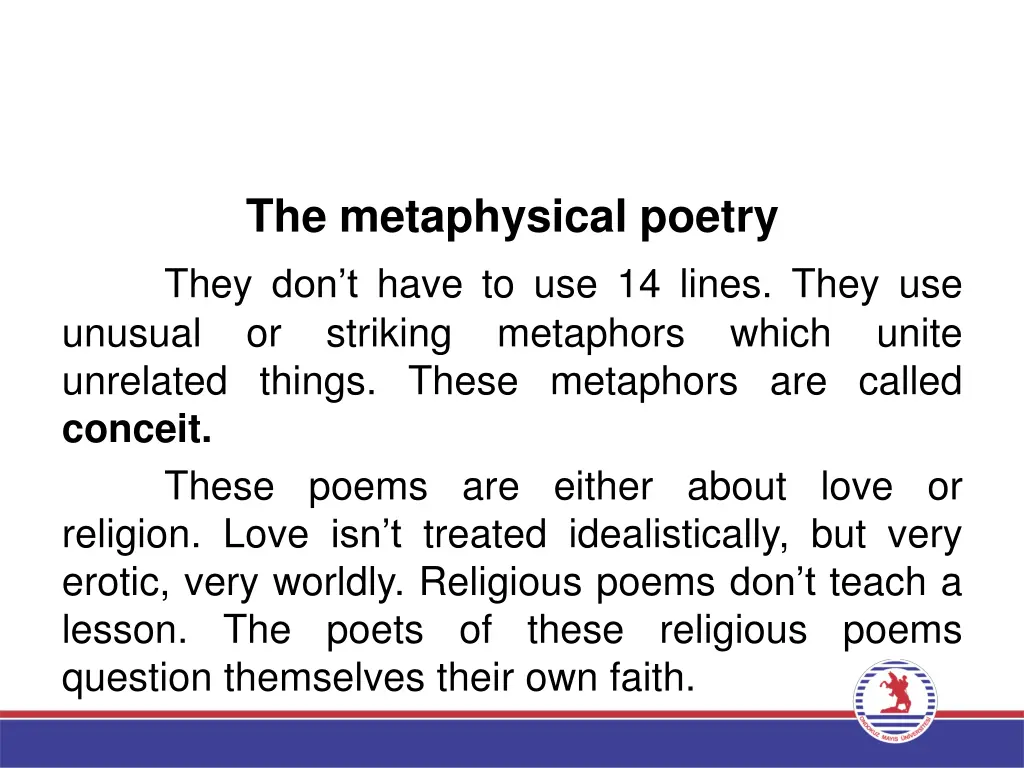 the metaphysical poetry they don t have