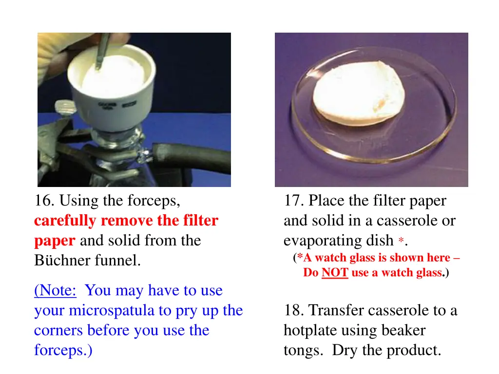 16 using the forceps carefully remove the filter