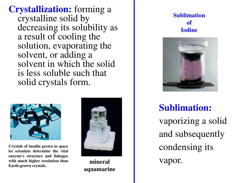 crystallization forming a crystalline solid