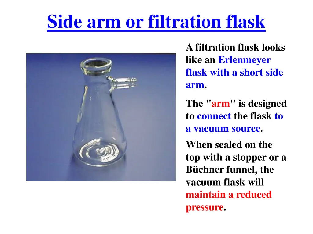 side arm or filtration flask