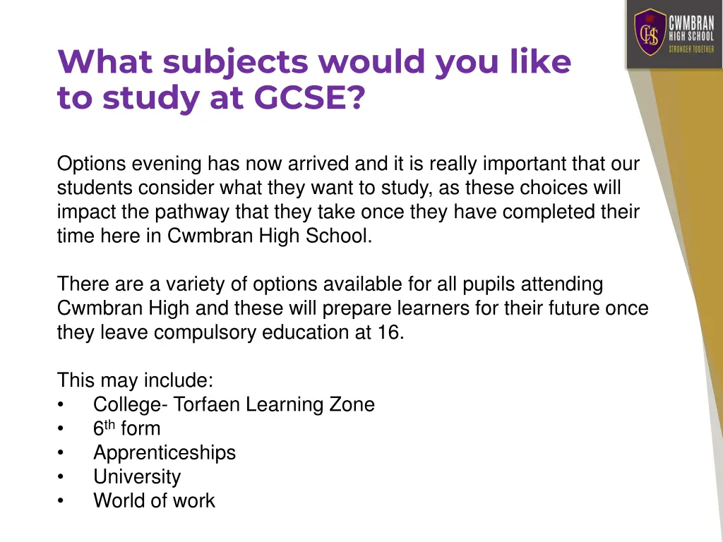 what subjects would you like to study at gcse