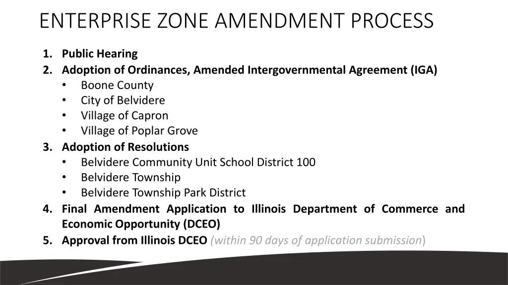 enterprise zone amendment process