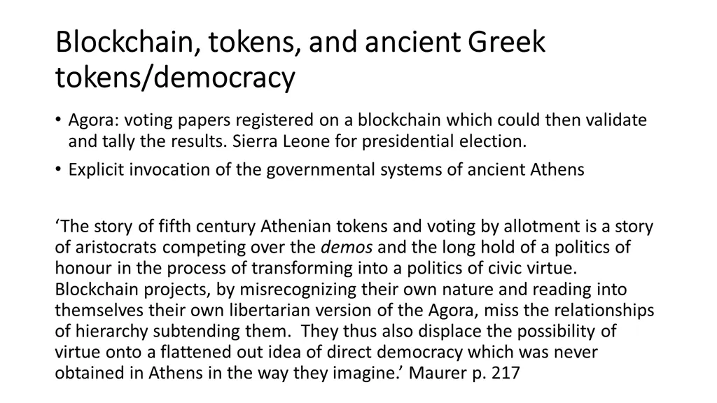 blockchain tokens and ancient greek blockchain