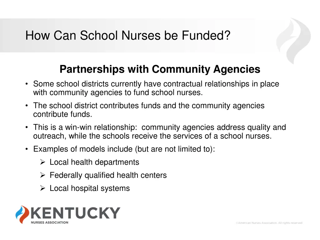 how can school nurses be funded 1