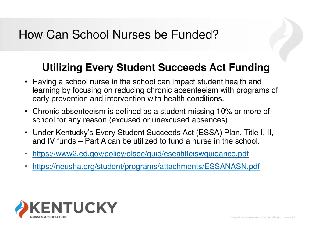 how can school nurses be funded 2