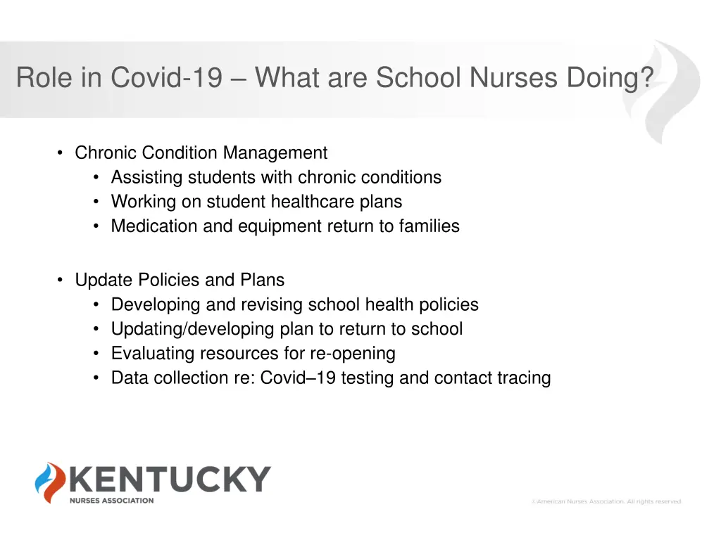 role in covid 19 what are school nurses doing 1