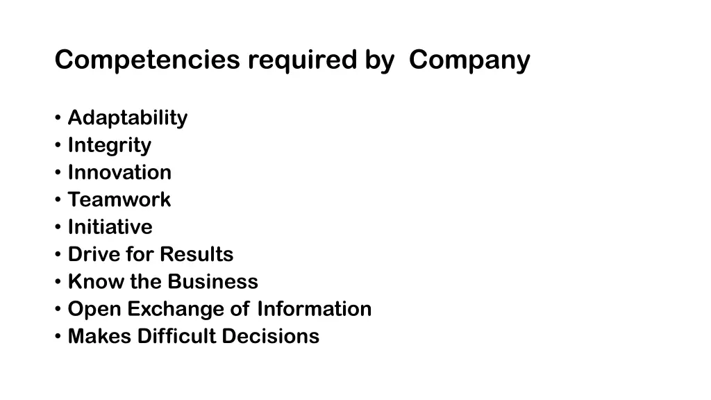 competencies required by company