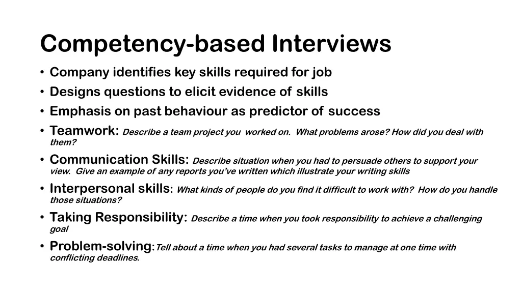 competency based interviews