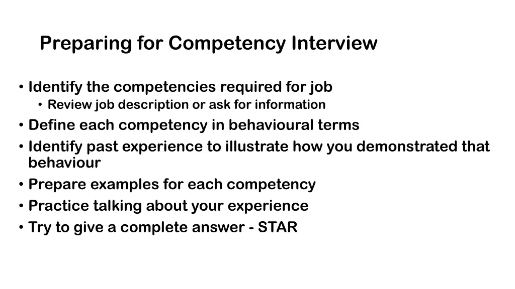 preparing for competency interview