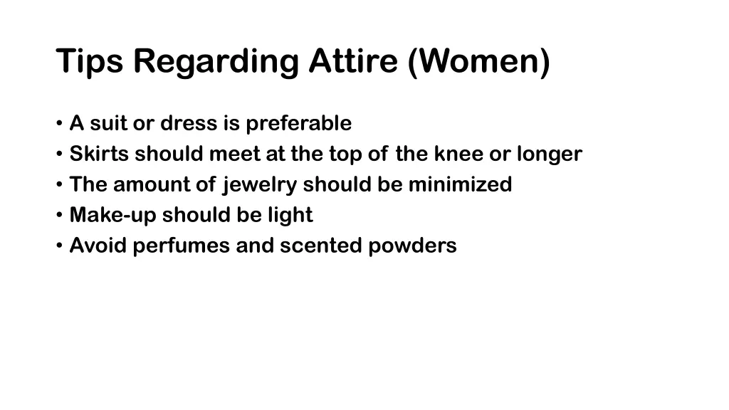 tips regarding attire women