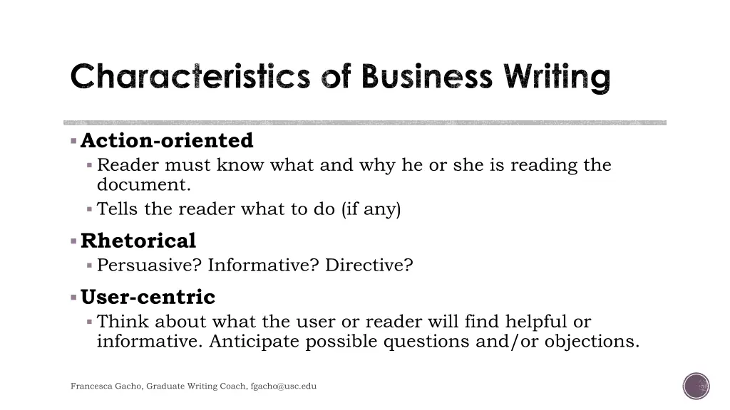 characteristics of business writing