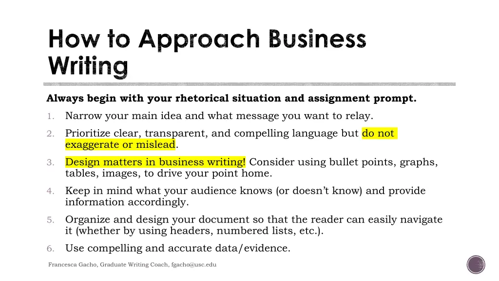 how to approach business writing