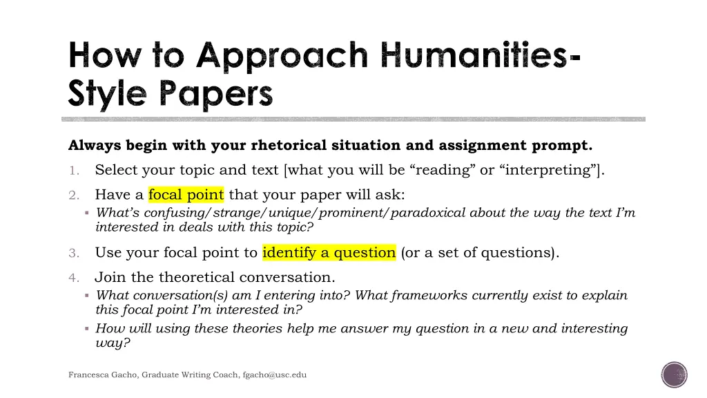 how to approach humanities style papers