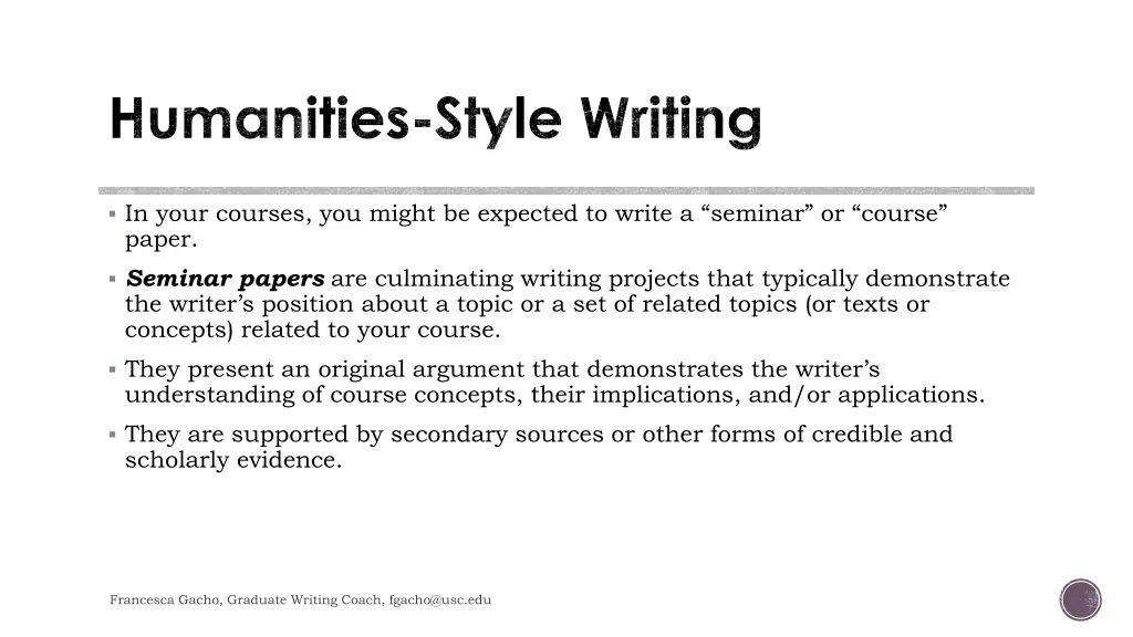 humanities style writing