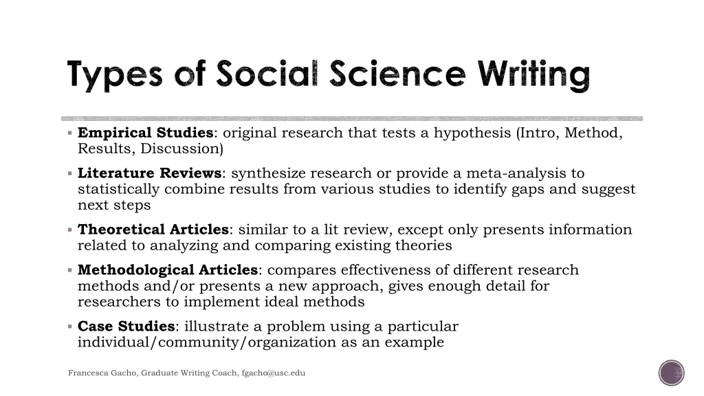 types of social science writing