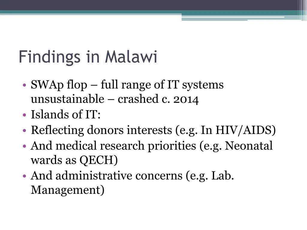 findings in malawi