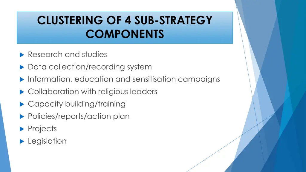 clustering of 4 sub strategy components