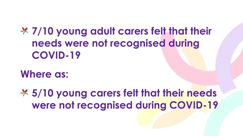 7 10 young adult carers felt that their needs