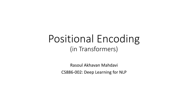 positional encoding in transformers