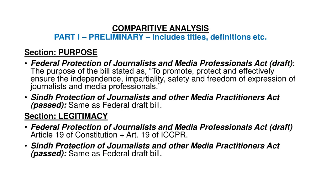 comparitive analysis