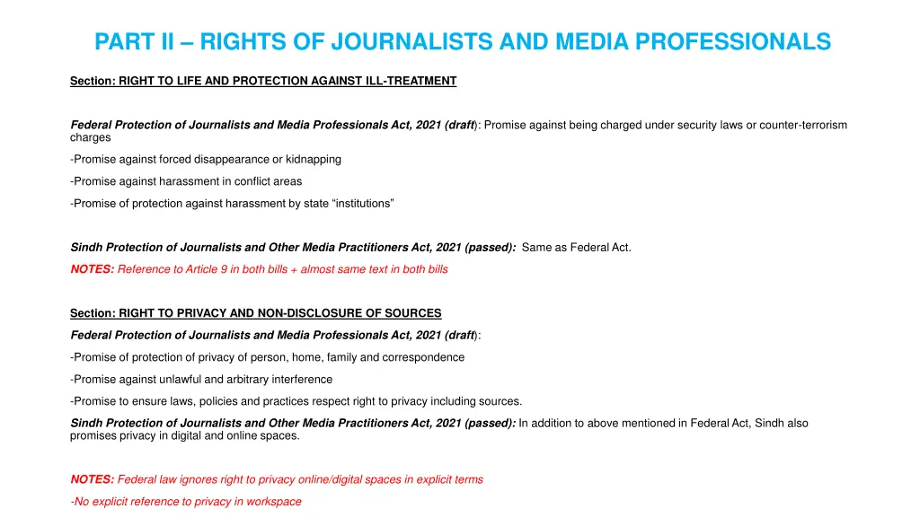 part ii rights of journalists and media