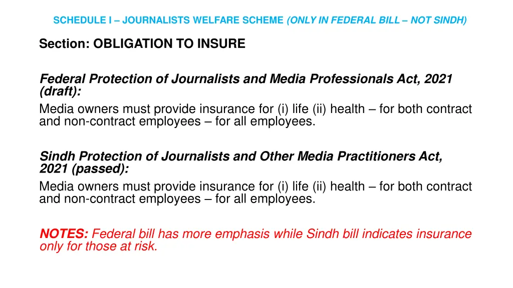 schedule i journalists welfare scheme only