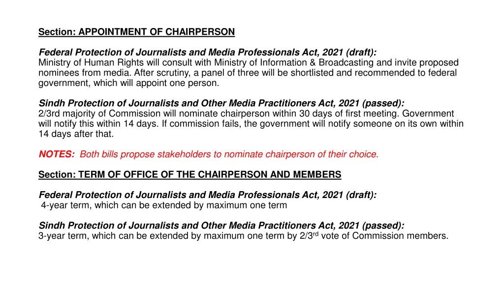 section appointment of chairperson