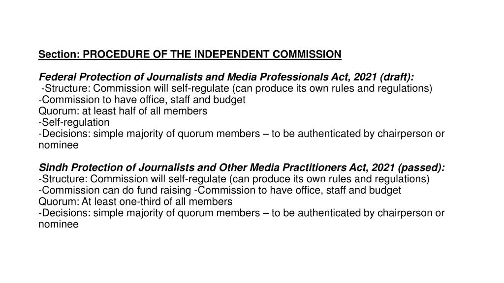 section procedure of the independent commission