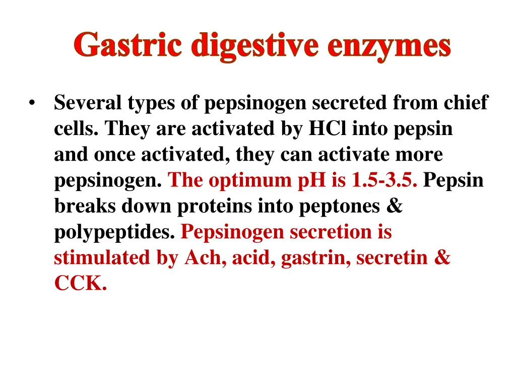 gastric digestive enzymes