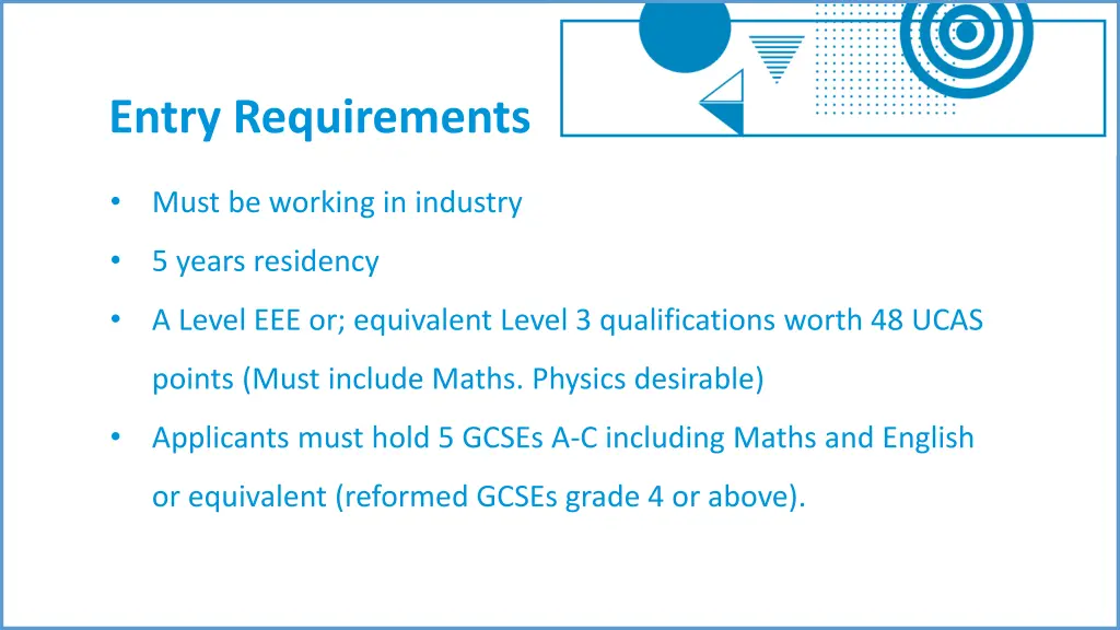 entry requirements