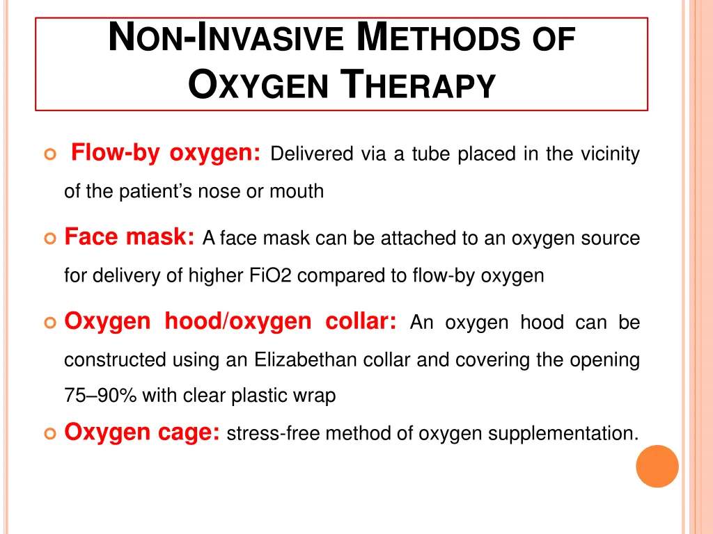 n on i nvasive m ethods of o xygen t herapy 1