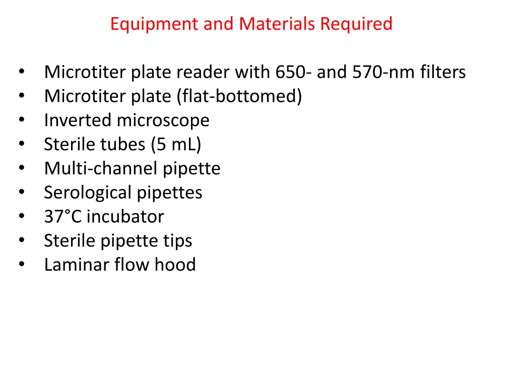 equipment and materials required