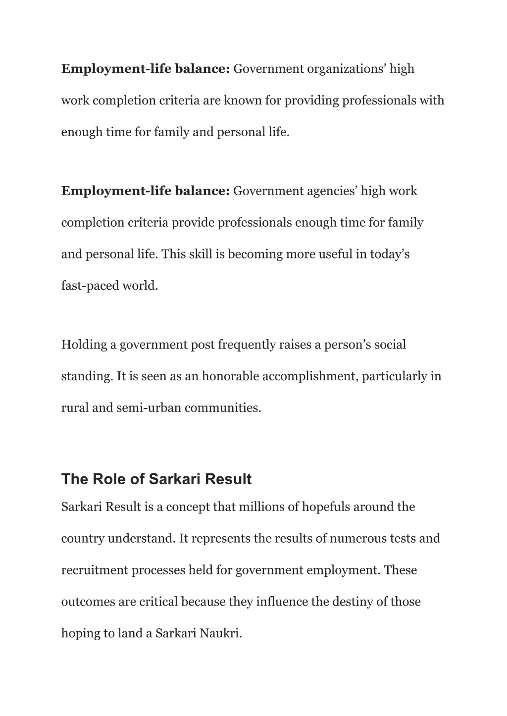 employment life balance government organizations