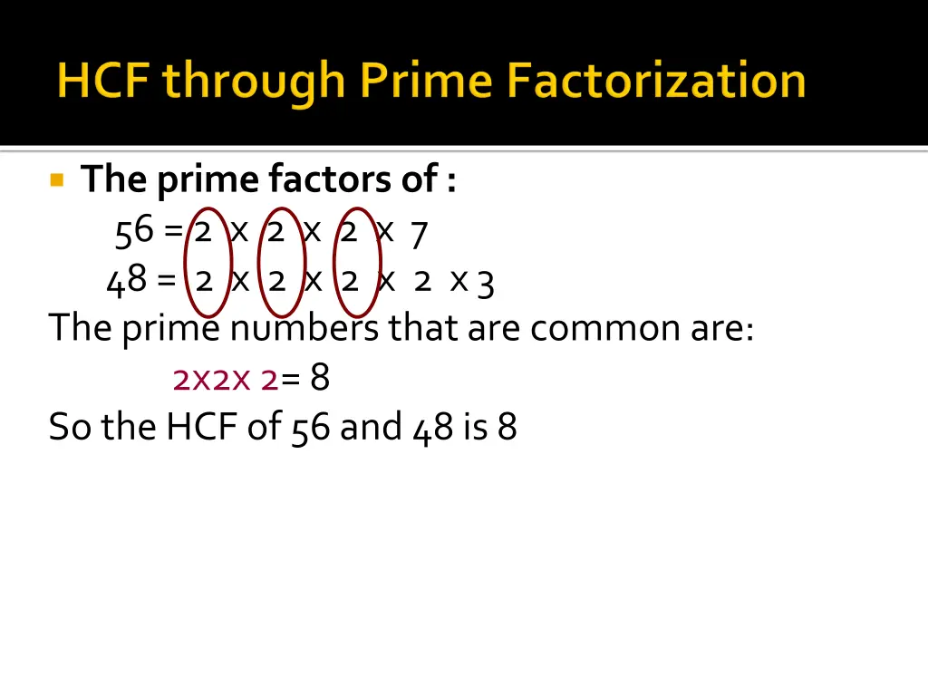 the prime factors