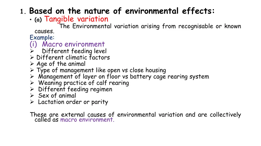 1 based on the nature of environmental effects