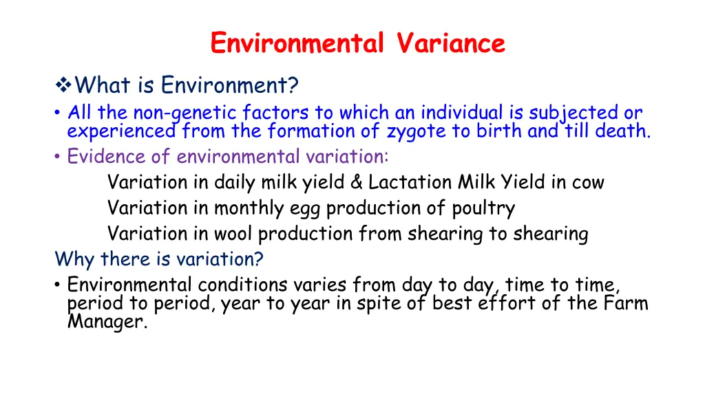 environmental variance