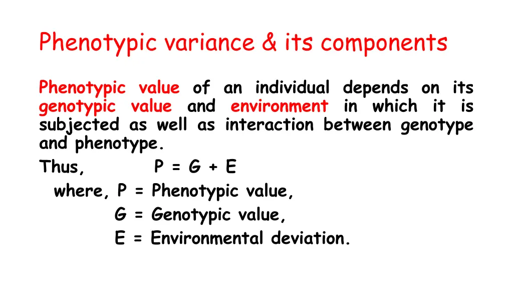 phenotypic variance its components