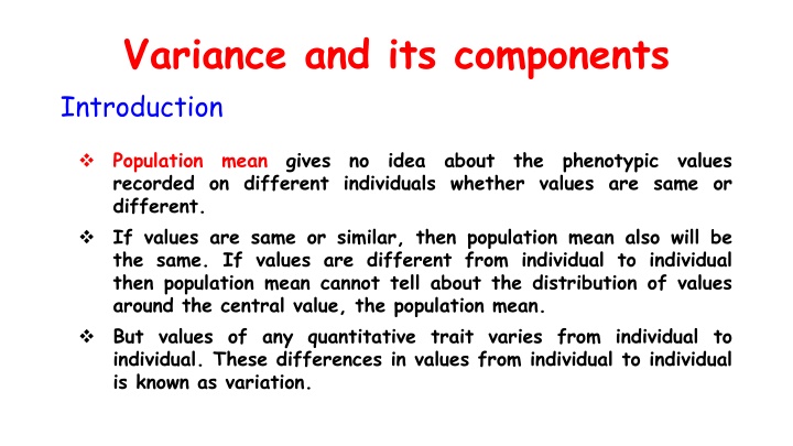 variance and its components introduction