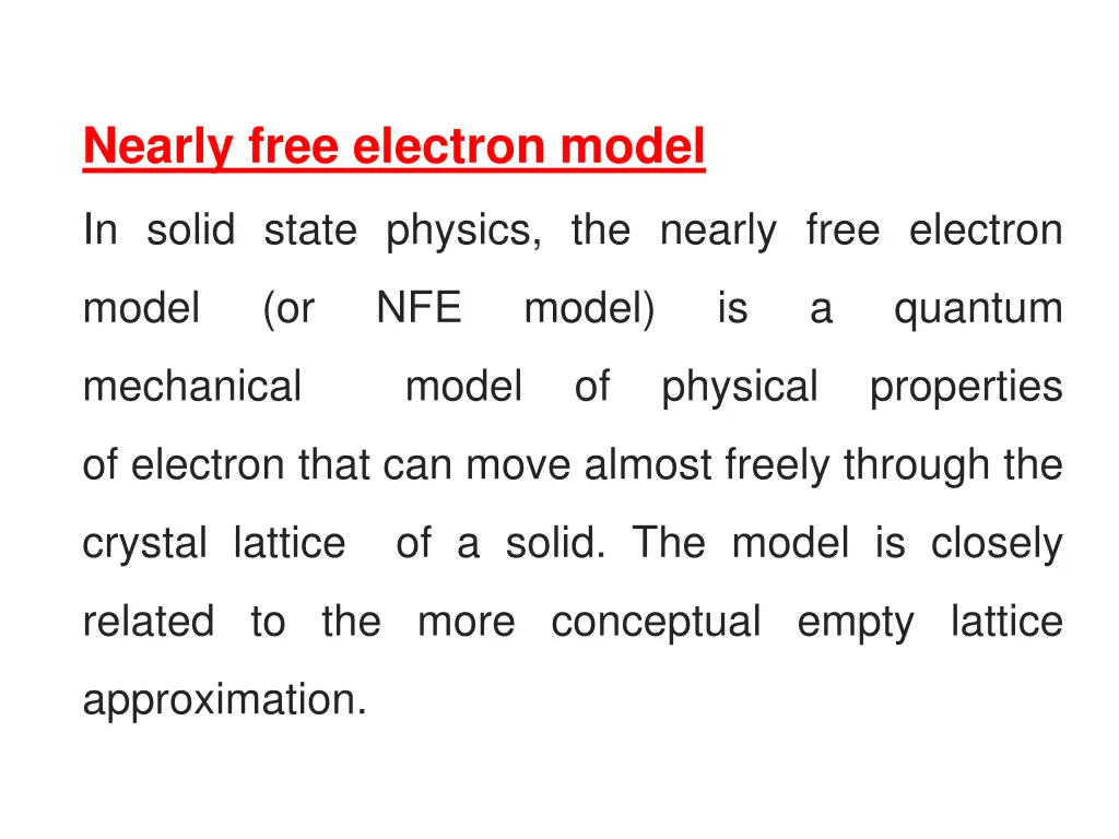 nearly free electron model