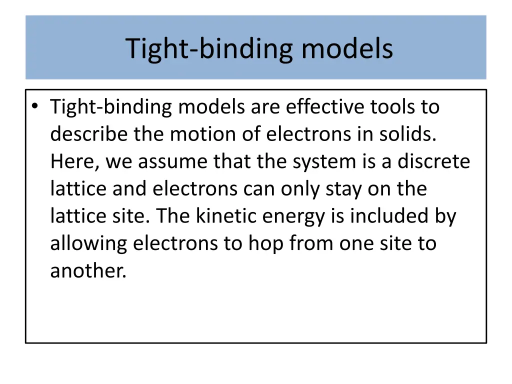 tight binding models