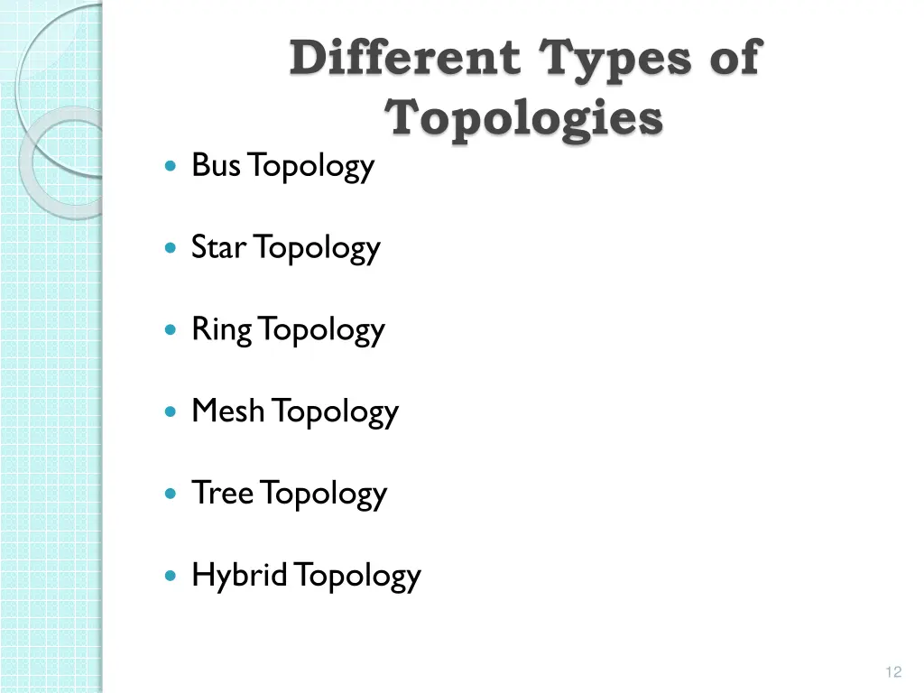 different types of topologies bus topology