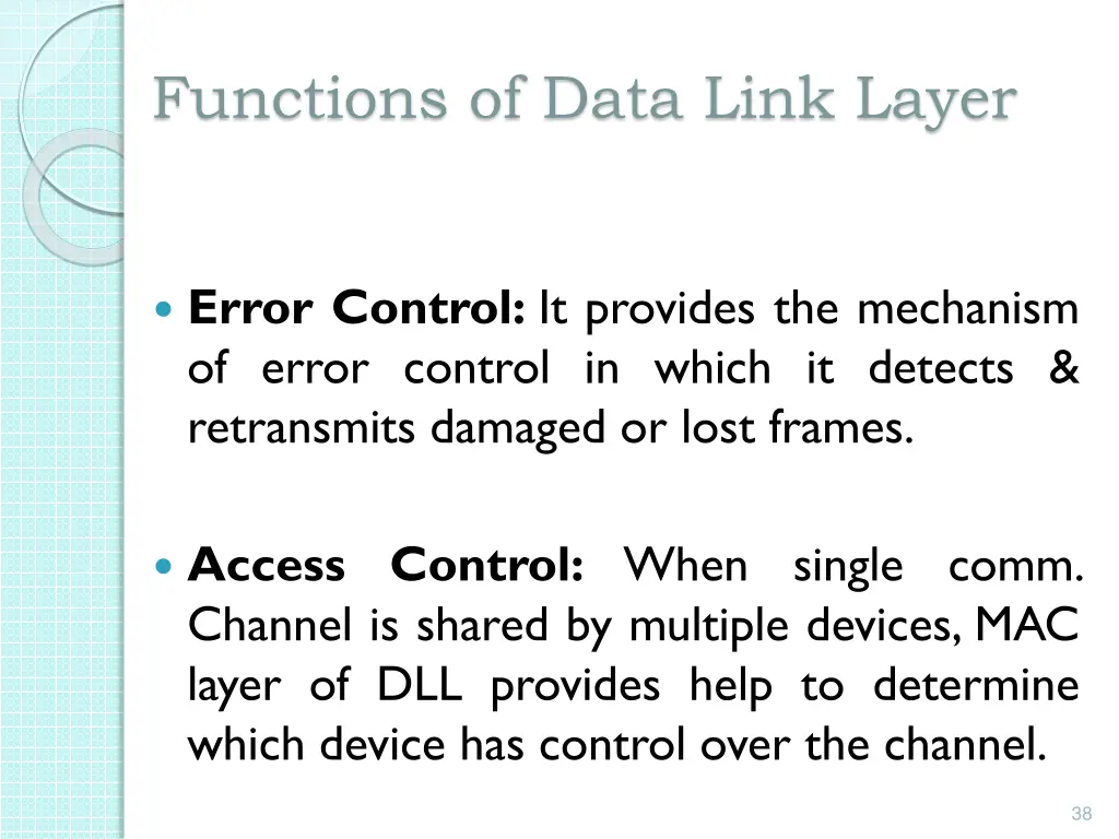 functions of data link layer 1