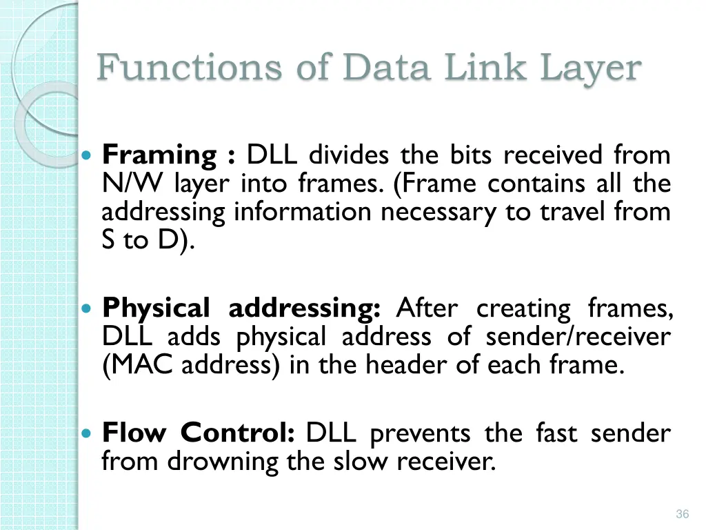 functions of data link layer