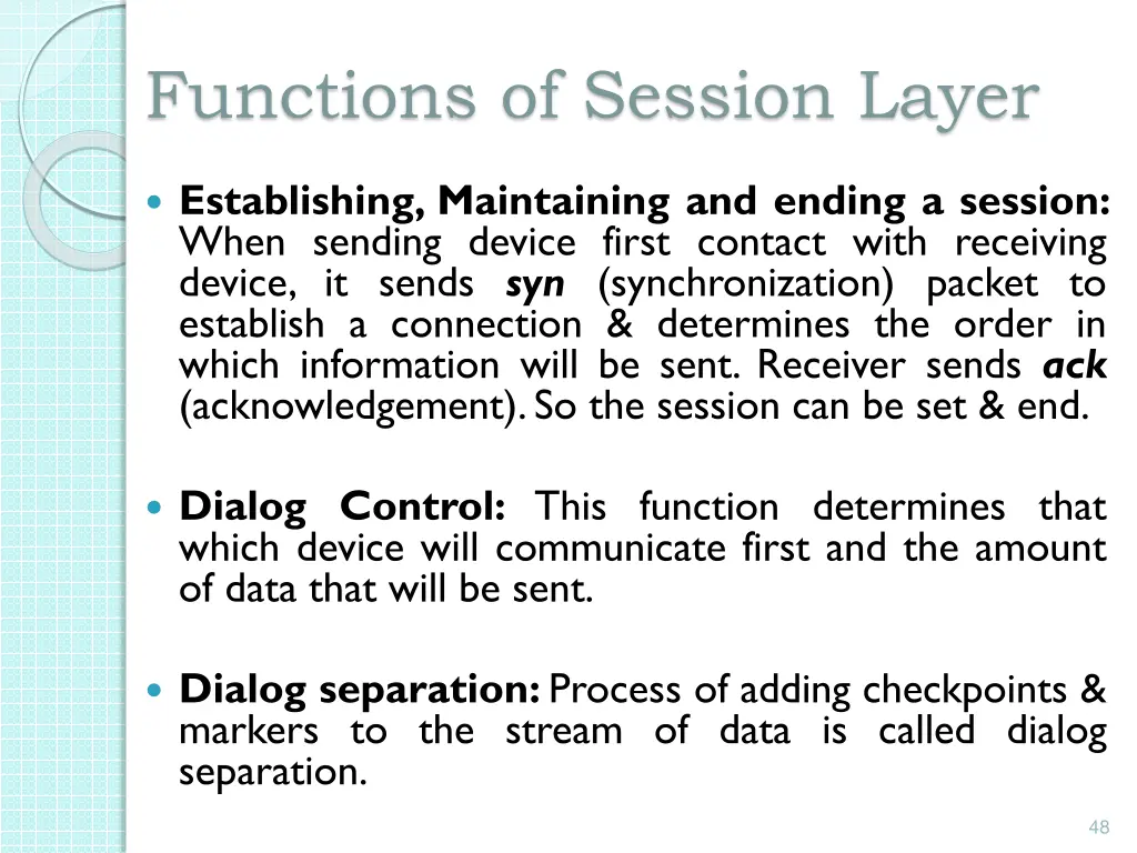 functions of session layer