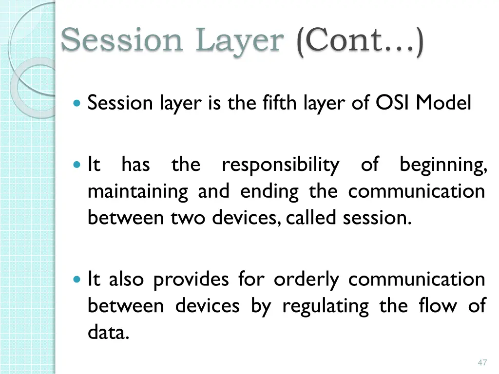 session layer cont