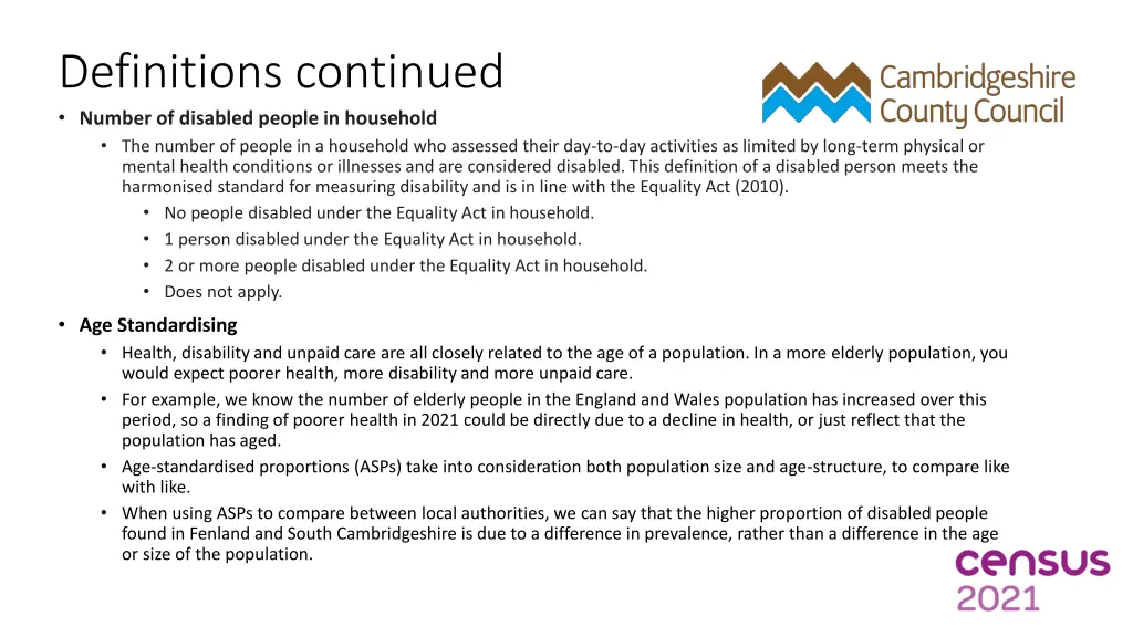 definitions continued number of disabled people